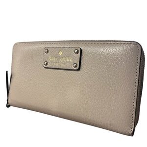Kate Spade Neda Grove Street Pebbled Leather Zip-Around Continental Wallet Beige